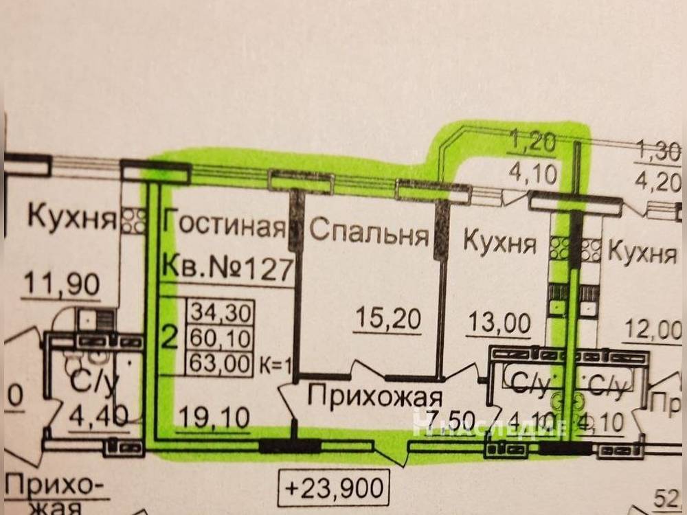 2-комнатная квартира, 63 м2 9/10 этаж, СЖМ, б-р. Комарова - фото 12