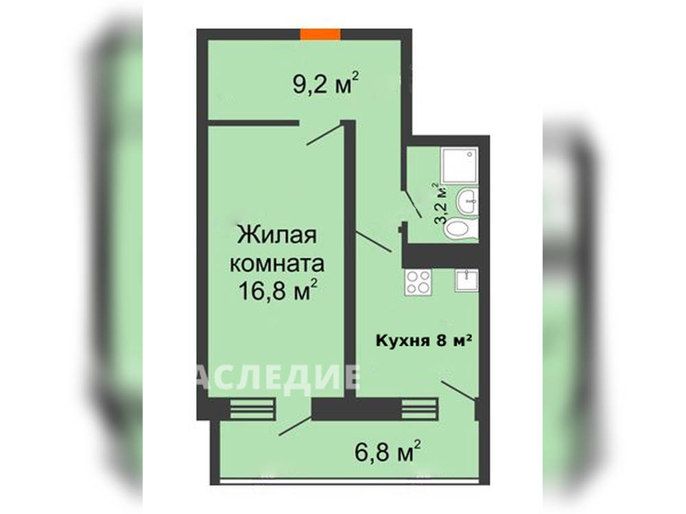 1-комнатная квартира, 41 м2 12/25 этаж, Ленина, ул. Нансена - фото 1