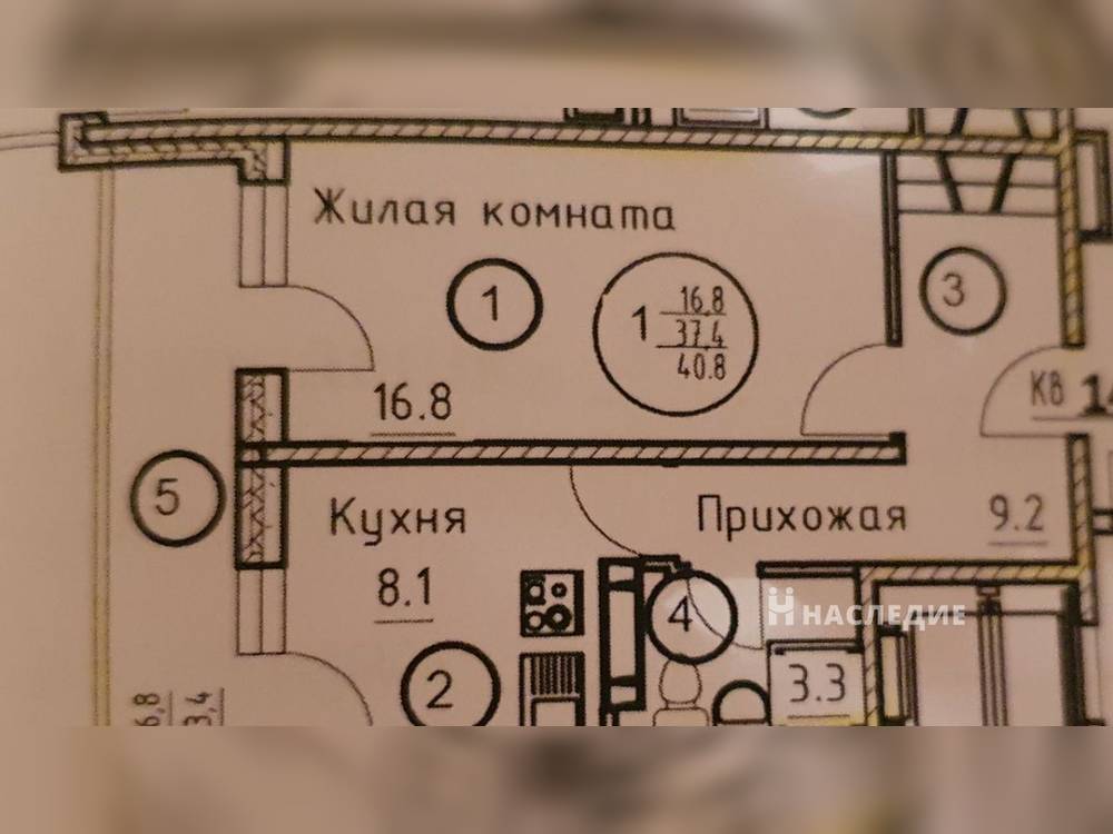 1-комнатная квартира, 41 м2 12/25 этаж, Ленина, ул. Нансена - фото 2