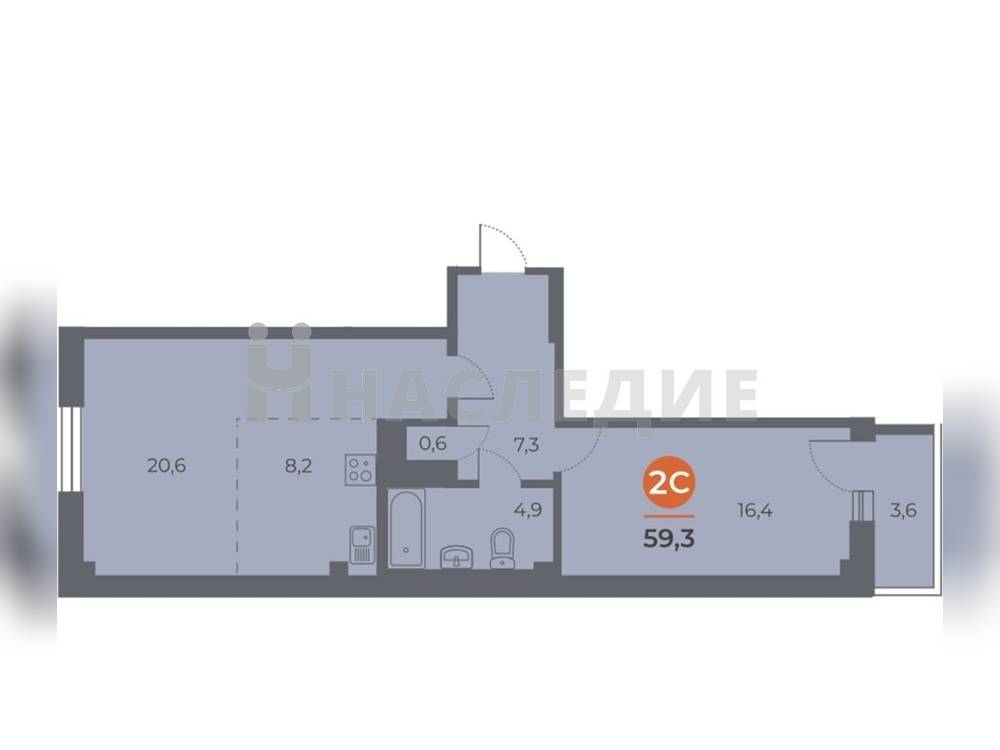 2-комнатная квартира, 58.3 м2 5/17 этаж, Военвед - фото 9