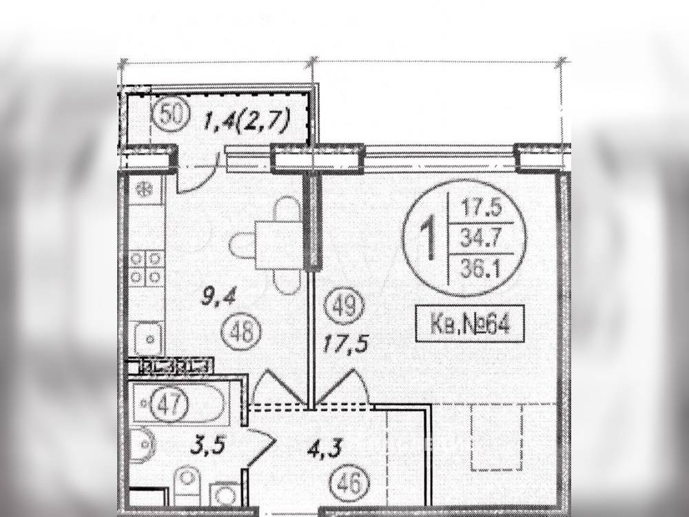 1-комнатная квартира, 36.1 м2 3/5 этаж, Левенцовка, пер. Чаленко - фото 1